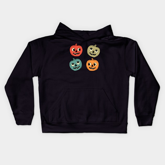 Vintage Halloween Pumpkin Kids Hoodie by valentinahramov